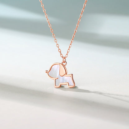 Dapaza S925 Sterling Silver Shell Puppy Necklace
