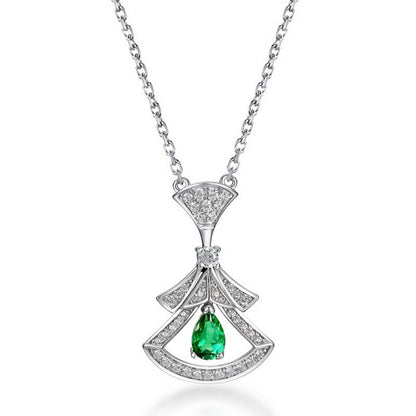 Dapaza Gown-Inspired Lab-Grown Emerald Collarbone Necklace | 925 Sterling Silver
