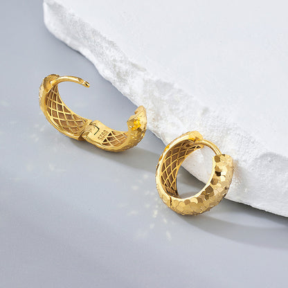 S925 Sterling Silver Crushed Ice Design Personalized Light Luxury Sparkling Hoop Earrings