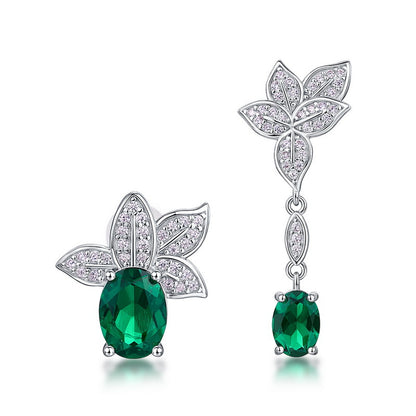 Modern Edge: Asymmetric Lab-Grown Emerald Linear Drop Earrings | 925 Silver