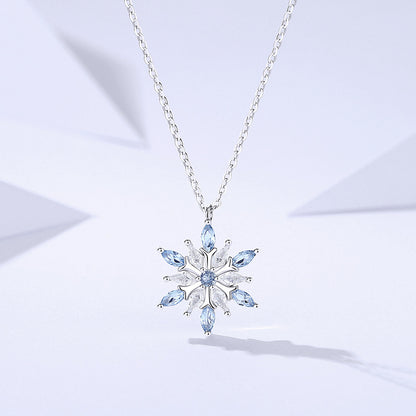 Dapaza S925 Sterling Silver Zircon Snowflake Necklace