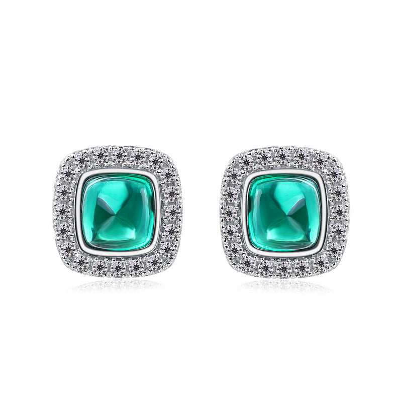 Minimalist Chic: Dainty Lab-Grown Emerald Stud Earrings | 925 Silver | Dapaza