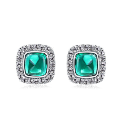 Minimalist Chic: Dainty Lab-Grown Emerald Stud Earrings | 925 Silver | Dapaza