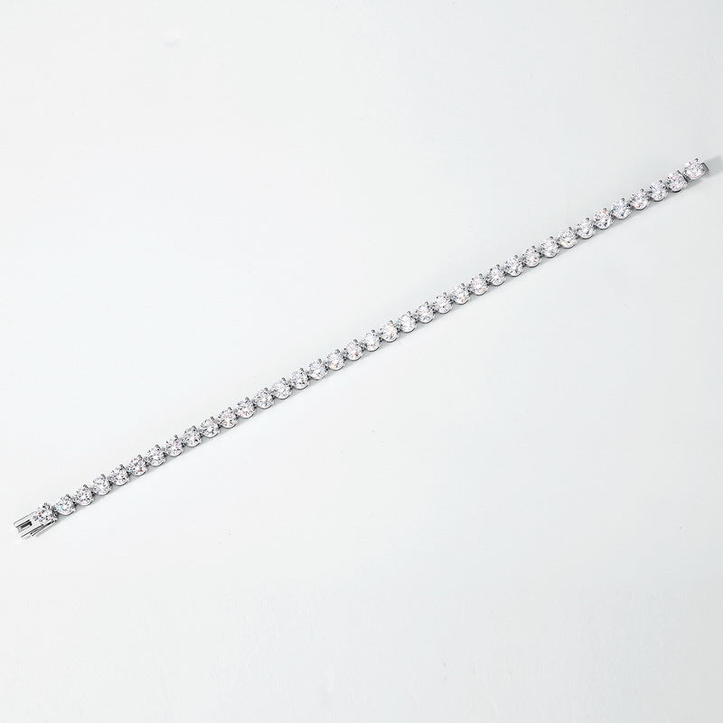 Trendy 6.15CTW Single Row Round Lab Grown Diamond Tennis Bracelet | Solid PT950 Platinum 9.57g Hip-Hop Unisex Iced Bracelet - Dapaza
