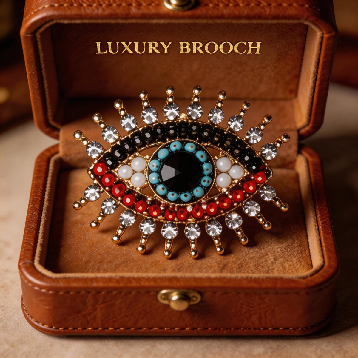 Antique Rhinestone Devil's Eye Brooch