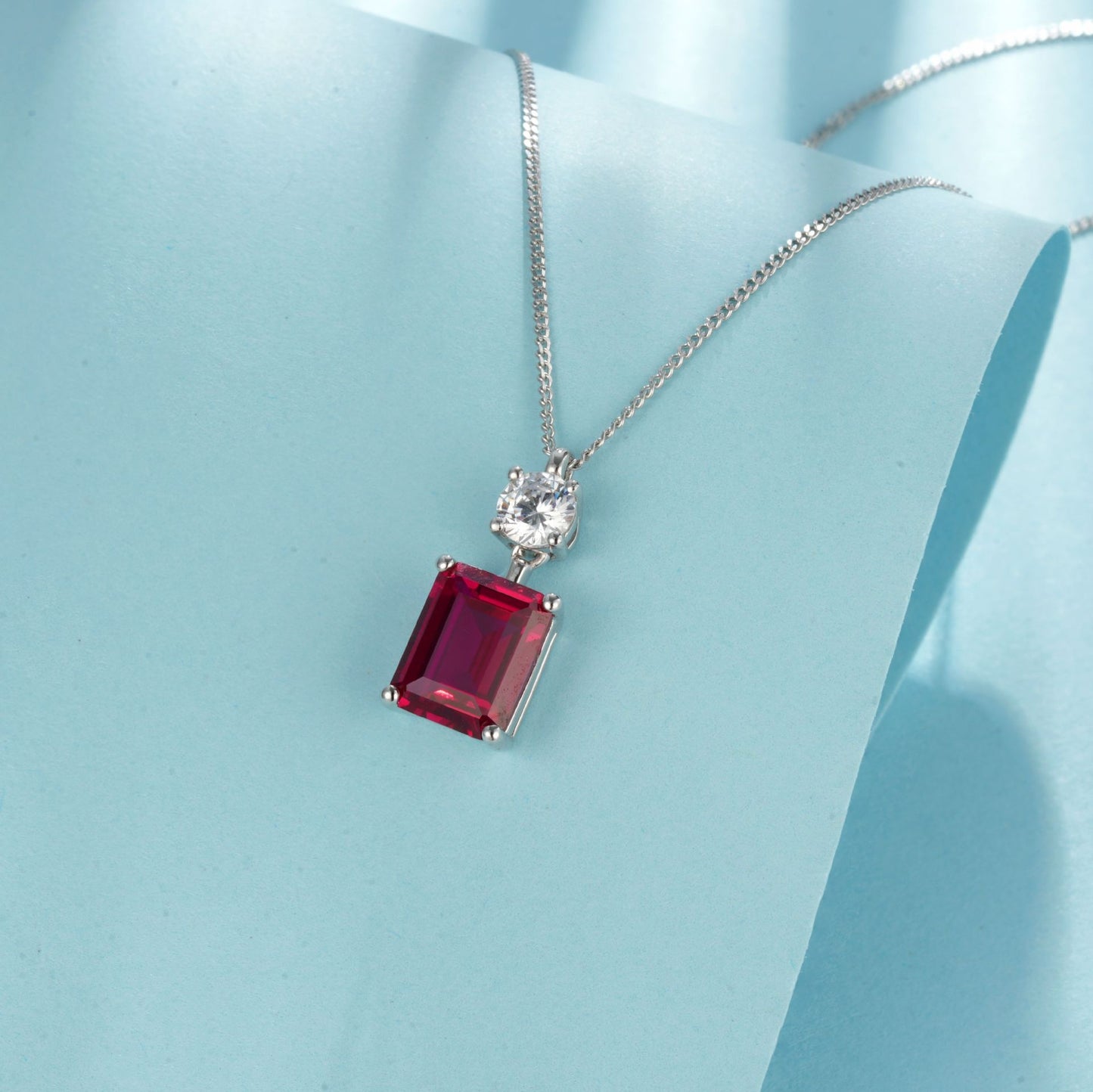 2.9ct Lab-Grown Emerald Solitaire Pendant - S925 Sterling Silver