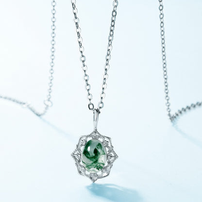 高级感绿苔藓吊坠锁骨链时尚小清新S925纯银项链 | Dapaza Jewelry