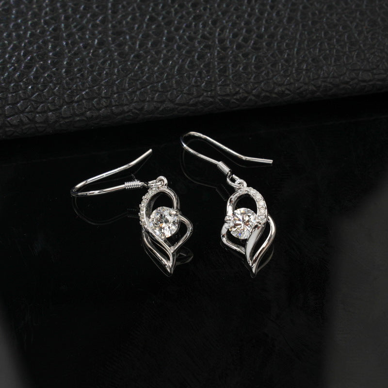 Cupid's Arrow Lab-Grown Diamond Dangle Hook Earrings - S925 Sterling Silver