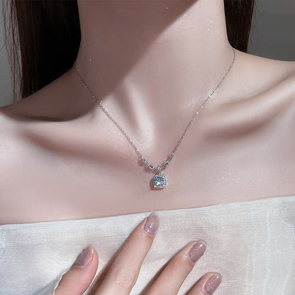 Dapaza 999 Sterling Silver Sugar Cube Necklace Women