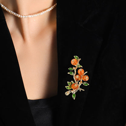 Artsy Pastoral Persimmon Brooch