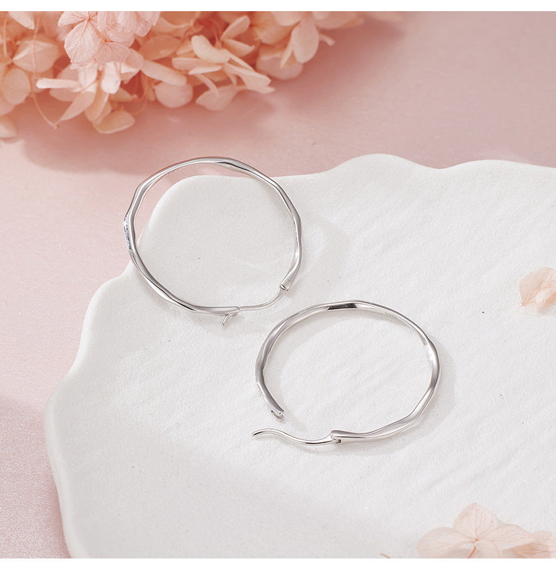 Circle Earrings for Women, High-end S925 Sterling Silver, Irregular Personalized Exquisite European and American Large Earrings for Women