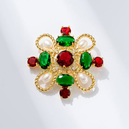 Vintage Pearl Clover Brooch