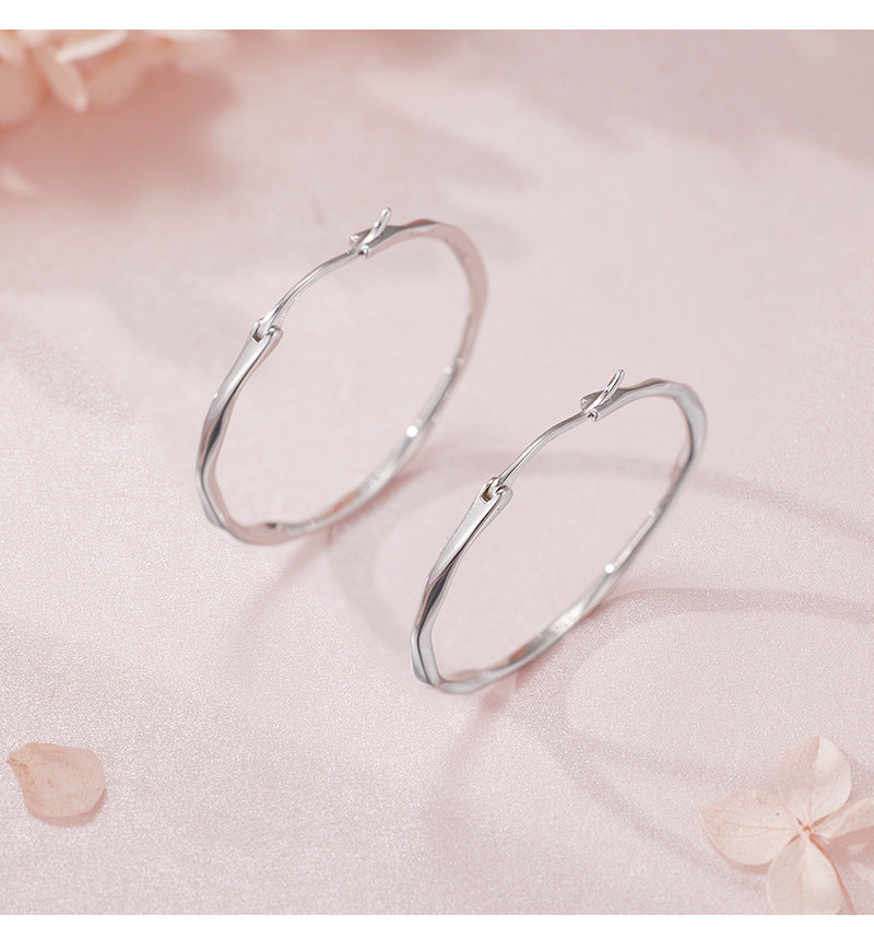 Circle Earrings for Women, High-end S925 Sterling Silver, Irregular Personalized Exquisite European and American Large Earrings for Women