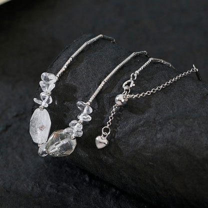 925 Sterling Silver Irregular Crystal Necklace Niche Design