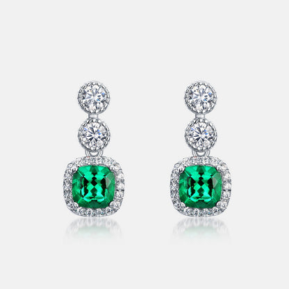 Sustainable 0.98CT Lab-Grown Emerald Geometric Earrings | Handcrafted 925 Silver Luxury by Dapaza