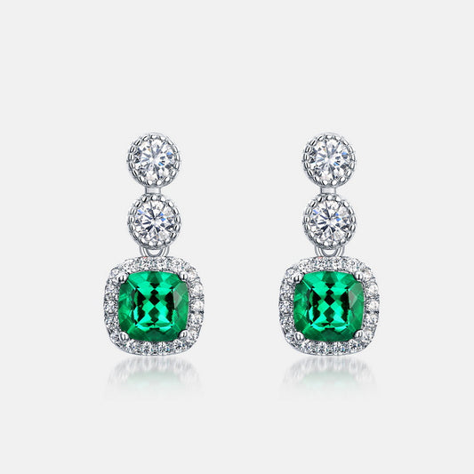 Sustainable 0.98CT Lab-Grown Emerald Geometric Earrings | Handcrafted 925 Silver Luxury by Dapaza