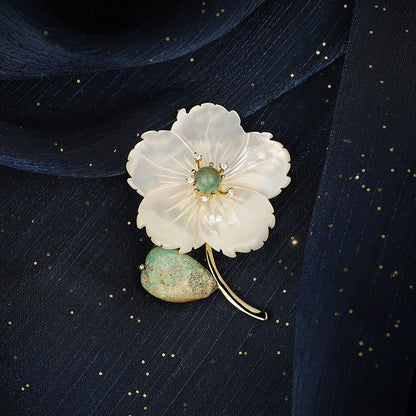 Natural Shell Peach Blossom Brooch
