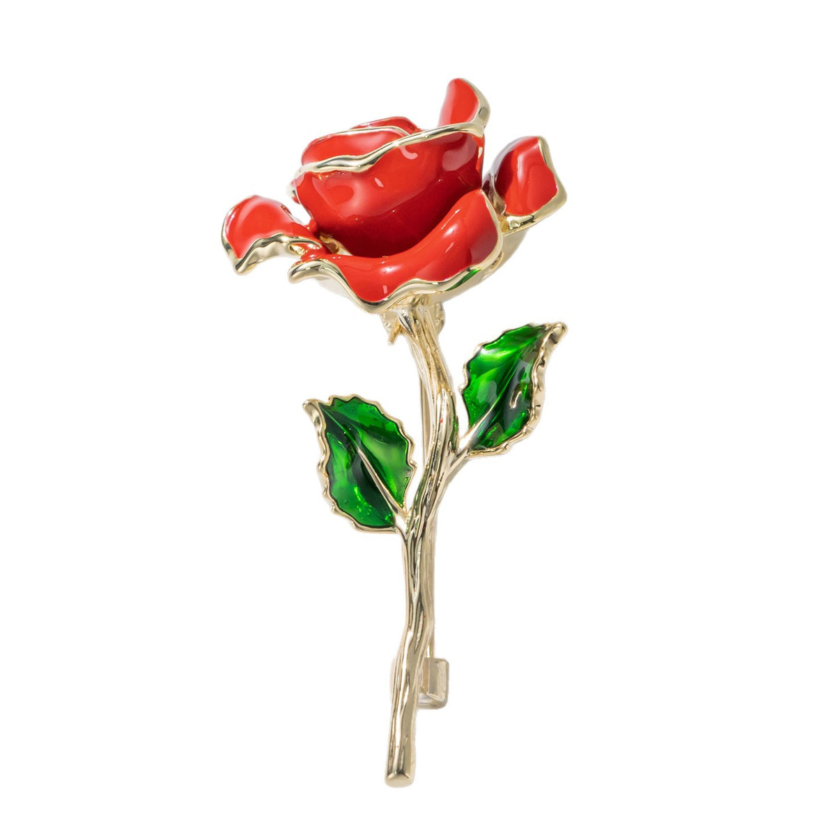Diamond Red Rose Brooch