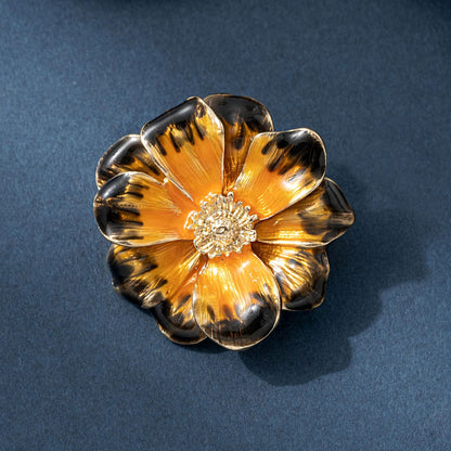 Gold-Plated Enamel Sunflower Brooch