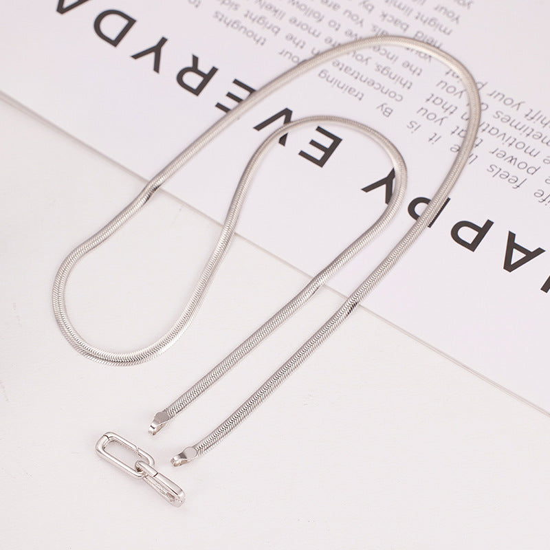 Snake bone chain necklace 925 sterling silver cold style design stacking universal buckle bare chain clavicle chain silver jewelry