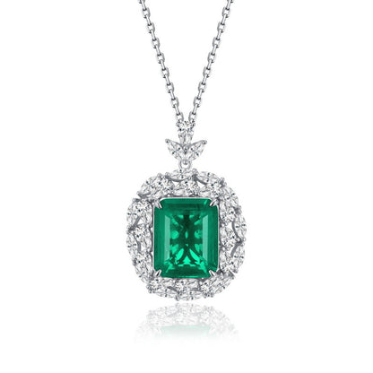 Tropical Radiance: Paraiba-Blue Lab-Grown Emerald Pendant Necklace | 925 Silver | Dapaza