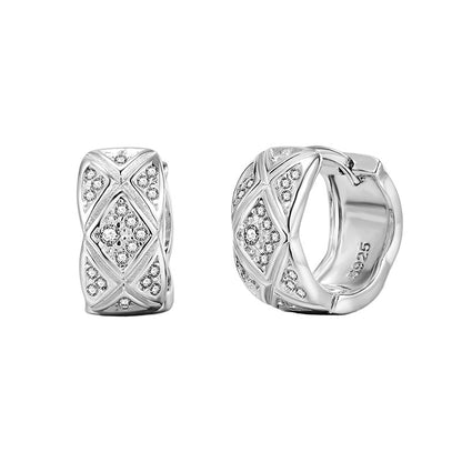 High-end 925 Sterling Silver Statement Earrings with Intricate Diamond Lattice Design for Women