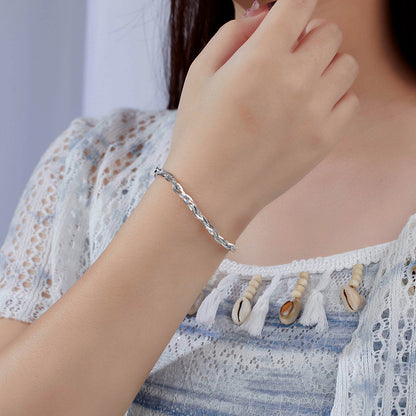 925 Sterling Silver Bracelet Women's Italian Design Woven Four-strand Simple and Fashionable Personalized Bracelet