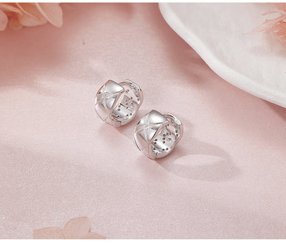 High-end 925 Sterling Silver Statement Earrings with Intricate Diamond Lattice Design for Women