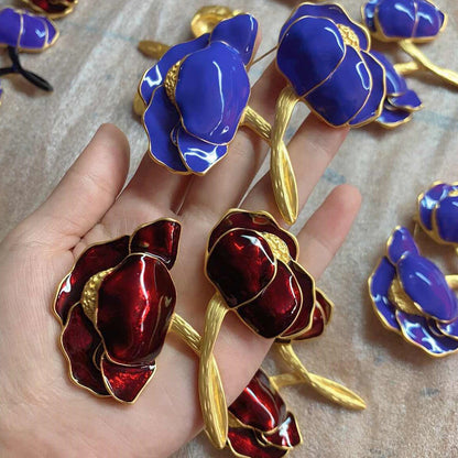 Vintage Enamel Flower Brooch