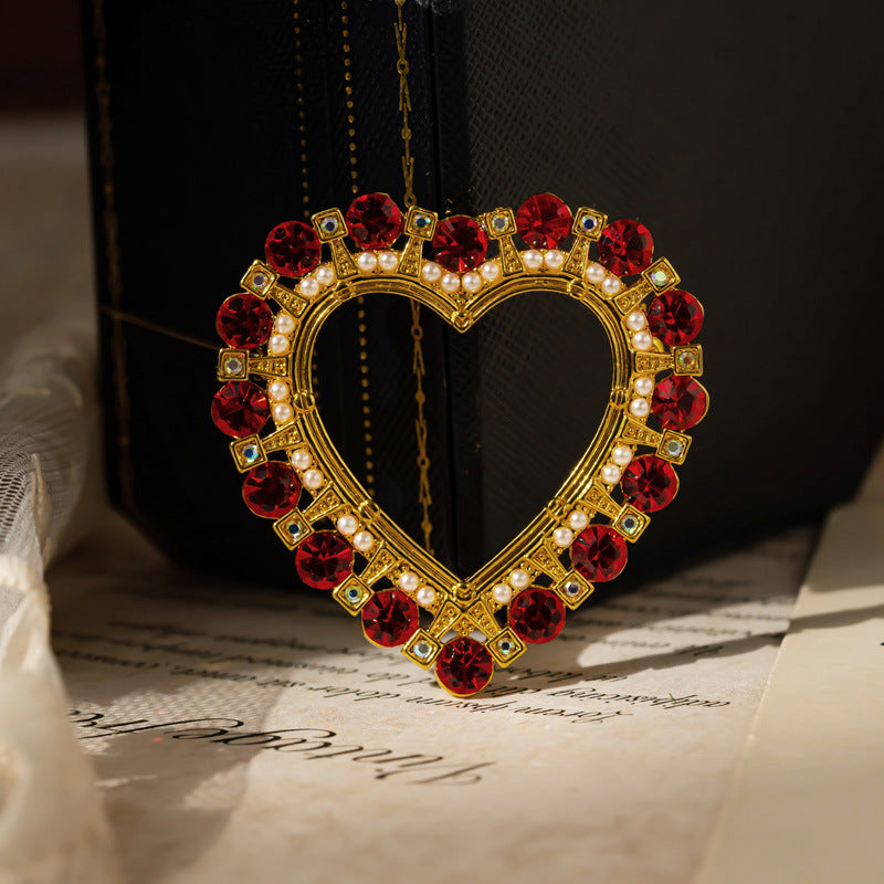 Heart-Shaped Pearl Brooch