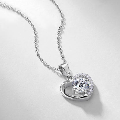 Hollow Heart Lab-Grown Diamond Pendant Necklace - S925 Sterling Silver