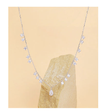 S925 Sterling Silver Necklace Zircon Elegant Temperament Versatile Premium Sense Clavicle Chain