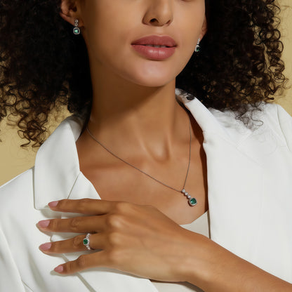 Premium Old World Romance: Vintage Lab-Grown Gemstone Pendant Necklace | 925 Silver