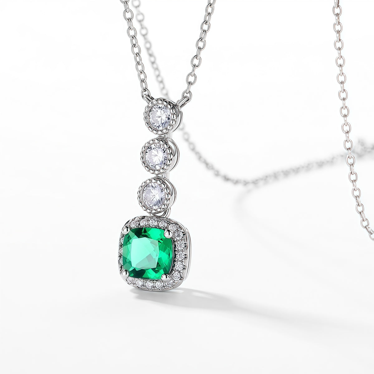 Premium Old World Romance: Vintage Lab-Grown Gemstone Pendant Necklace | 925 Silver