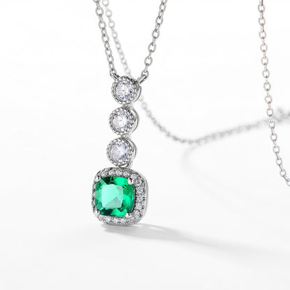 Premium Old World Romance: Vintage Lab-Grown Gemstone Pendant Necklace | 925 Silver