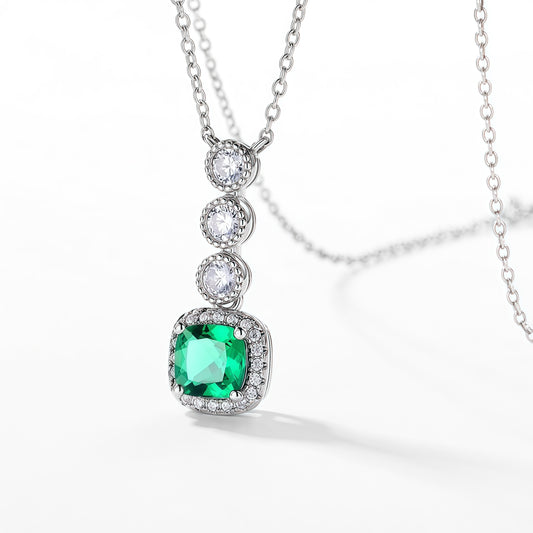 Premium Old World Romance: Vintage Lab-Grown Gemstone Pendant Necklace | 925 Silver