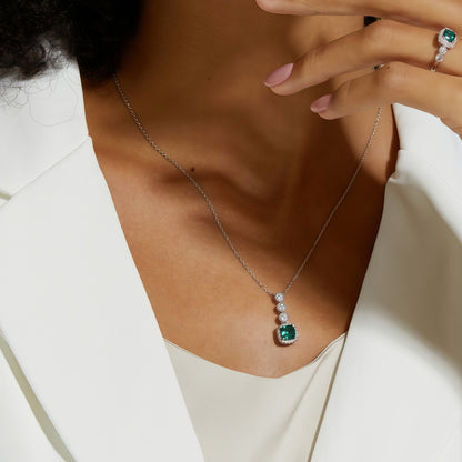 Premium Old World Romance: Vintage Lab-Grown Gemstone Pendant Necklace | 925 Silver