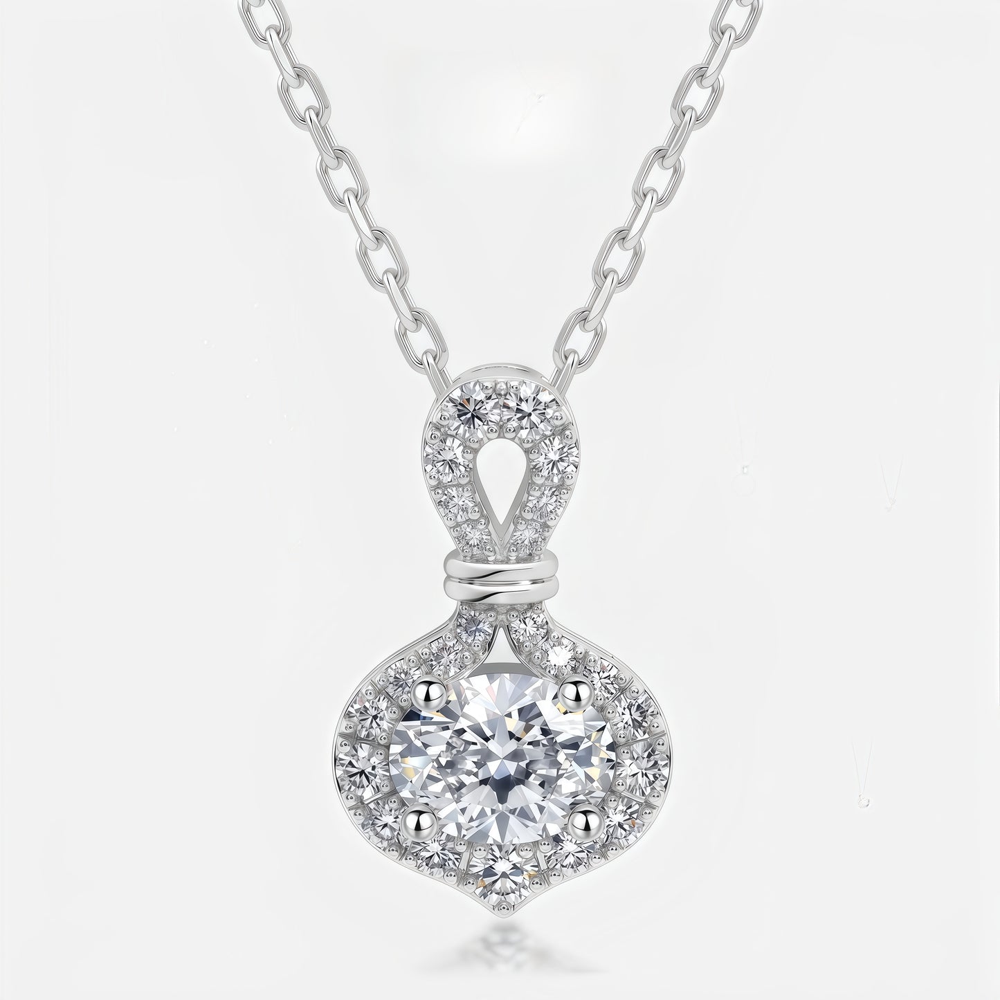 Oval-Cut 1.05ct Lab Diamond Halo Pendant - S925 - Dapaza