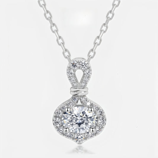 Oval-Cut 1.05ct Lab Diamond Halo Pendant - S925 - Dapaza