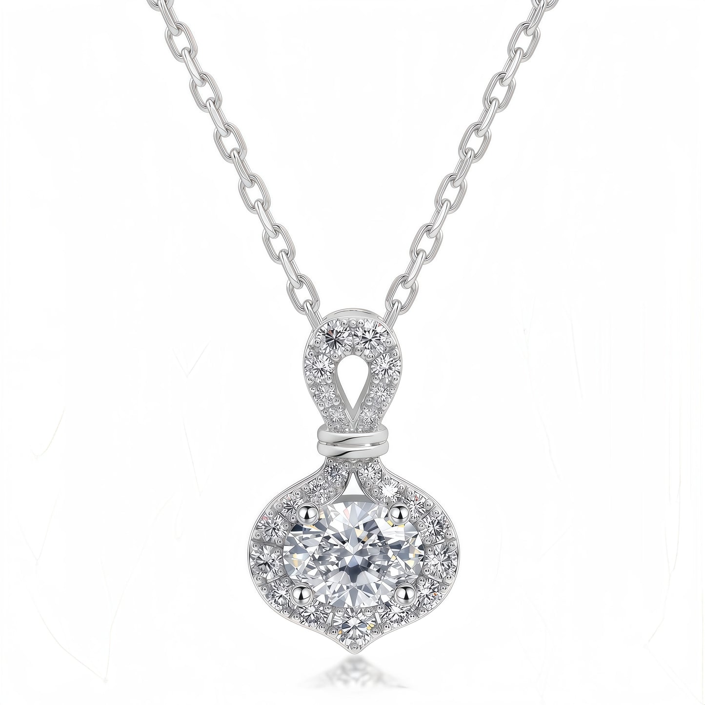 Oval-Cut 1.05ct Lab Diamond Halo Pendant - S925 - Dapaza