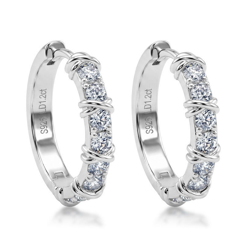1.05ctw Round Lab-Grown Diamond Hoop Earrings in S925 Sterling Silver | Dapaza