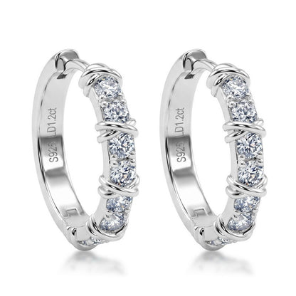 1.05ctw Round Lab-Grown Diamond Hoop Earrings in S925 Sterling Silver | Dapaza