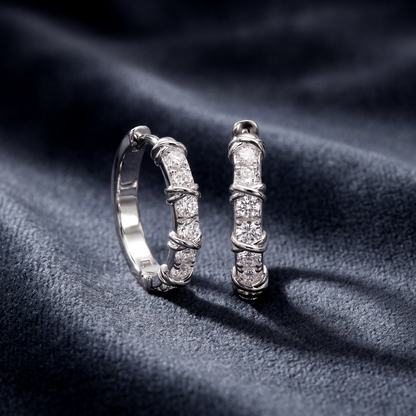 1.05ctw Round Lab-Grown Diamond Hoop Earrings in S925 Sterling Silver | Dapaza