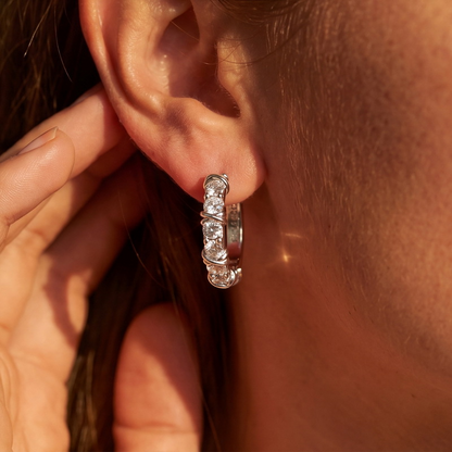 1.05ctw Round Lab-Grown Diamond Hoop Earrings in S925 Sterling Silver | Dapaza
