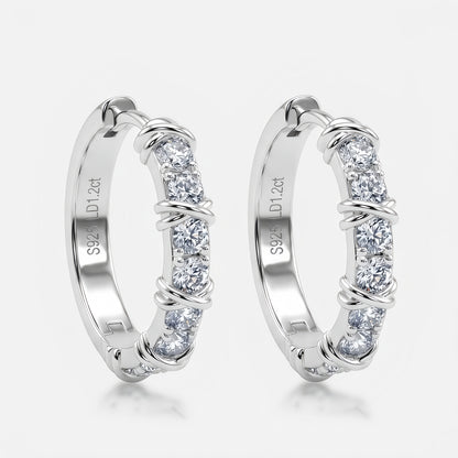 1.05ctw Round Lab-Grown Diamond Hoop Earrings in S925 Sterling Silver | Dapaza