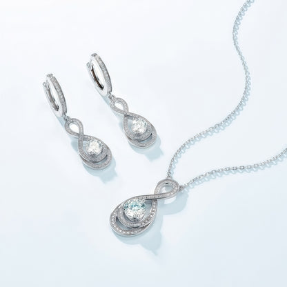 Infinity Figure 8 Moissanite Drop Earrings in S925 Sterling Silver - 0.9CT Total Weight