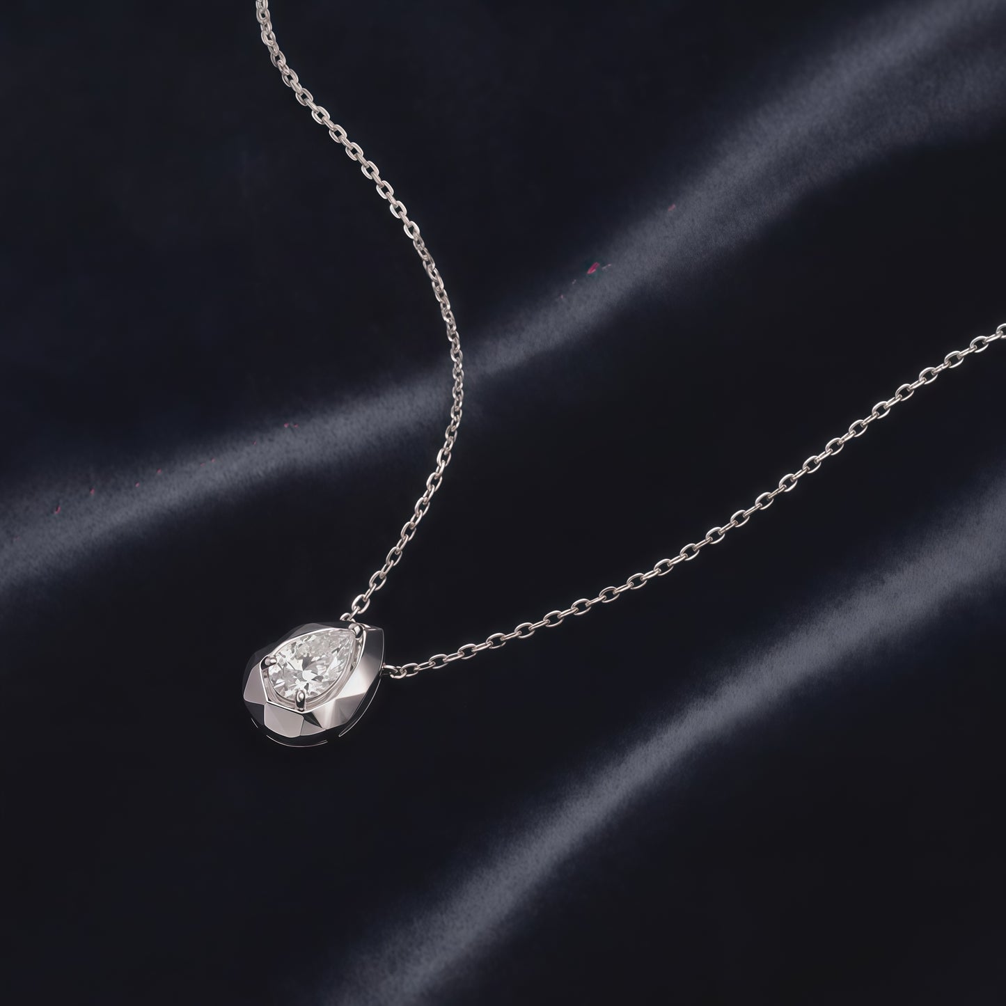 Pear-Cut 0.74ct HPHT Lab Diamond Bezel Solitaire Necklace - S925 - Dapaza