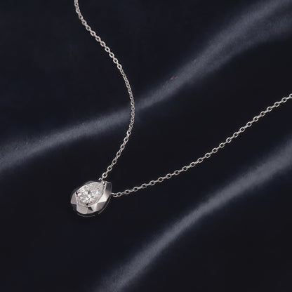 Pear-Cut 0.74ct HPHT Lab Diamond Bezel Solitaire Necklace - S925 - Dapaza