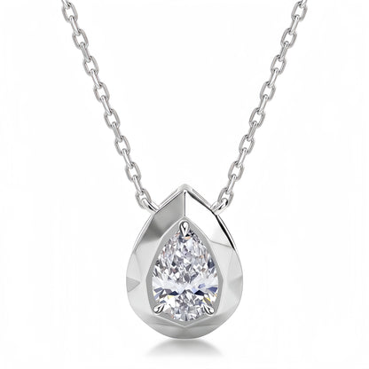 Pear-Cut 0.74ct HPHT Lab Diamond Bezel Solitaire Necklace - S925 - Dapaza
