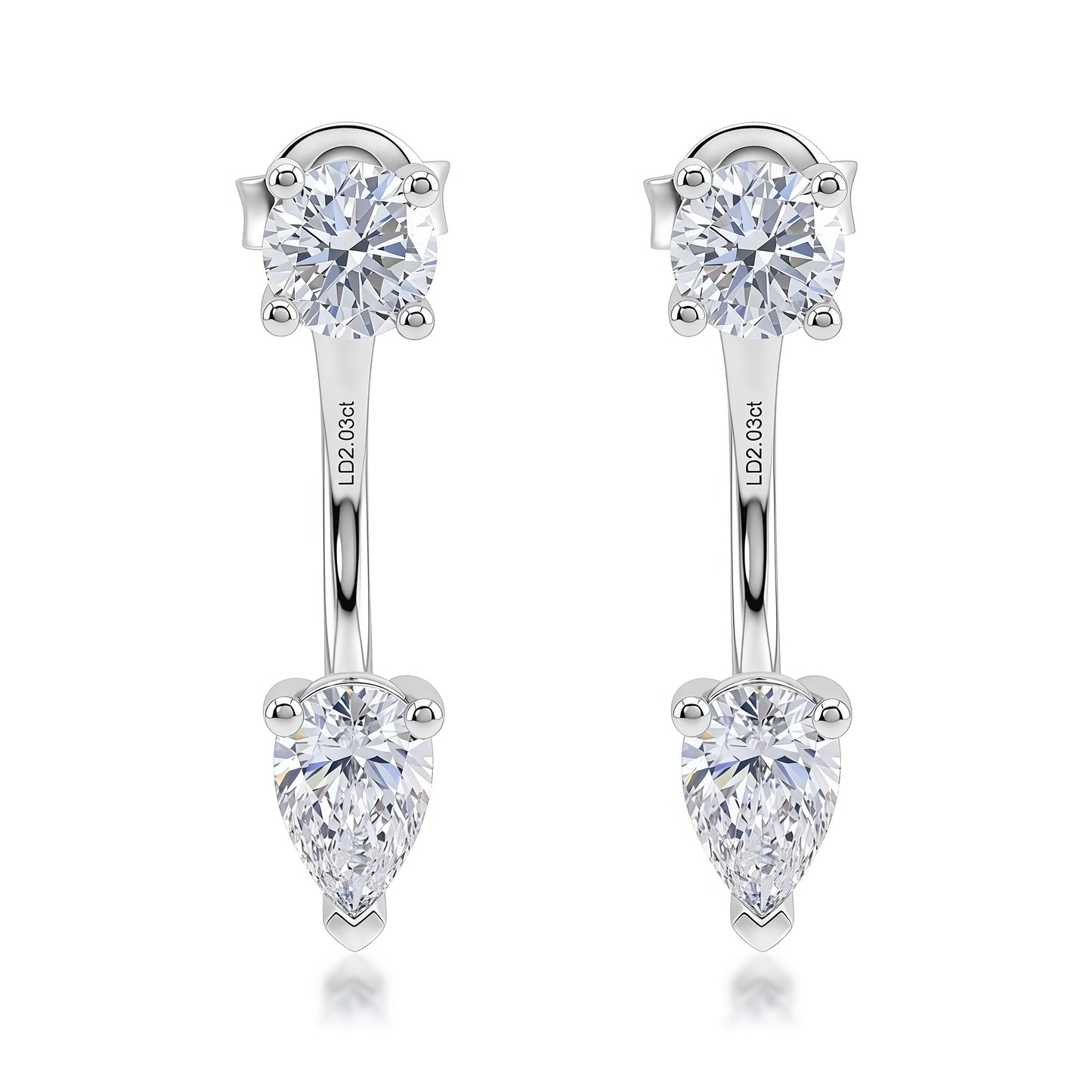 Pear & Round 2.0ctw HPHT Lab Diamond Ear Jacket - S925 - Dapaza